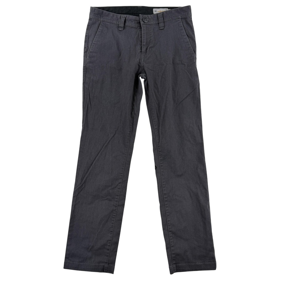 Volcom Pants Mens 30x32 Gray Slim Fit Chino Canvas Straight Casual Everyday